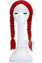 Красный парик с косами