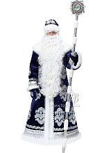 Дед Мороз костюм "Гжель" из синего бархата с вышивкой, мод. № 8